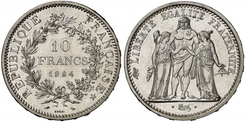 1964. Francia. V República. 10 francos. (Kr. E111) (Gadoury 813). 25 g. AG. "ESS...