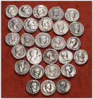 Lote de 26 denarios de Tiberio a Alejandro Severo. Incluye un denario colonial de Augusto. Total 27 piezas. A examinar. MBC-/MBC+.