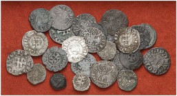 Lote de 26 monedas aragonesas, de época medieval a Carlos II. A examinar. BC/BC+.