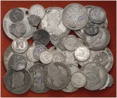 Lote de 41 monedas, casi todas en plata, ocho con perforación. A examinar. BC-/MBC.