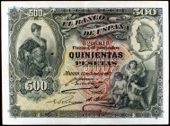 1907. 500 pesetas. (Ed. B105). 15 de julio. Pequeña perforación. Raro. (MBC+).