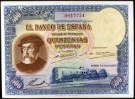 1935. 500 pesetas. (Ed. C16). 7 de enero, Hernán Cortés. Raro. MBC.