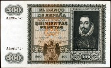 1940. 500 pesetas. (Ed. D40). 9 de enero, Don Juan de Austria. Raro. MBC+.