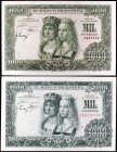 1957. 1000 pesetas. (Ed. D70 y D70a). 29 de noviembre, Reyes Católicos. Lote de 2 billetes, sin serie y serie 1X. EBC-/EBC.