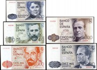 1979 a 1985. 500, 1000, 2000, 5000 y 10000 pesetas. Conjunto de 5 billetes: Rosalía de Castro, Pérez Galdós, Juan Ramón Jiménez, Juan Carlos I y Juan ...