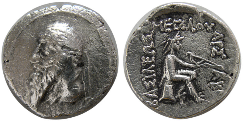 KINGS of PARTHIA. Mithradates I 165-132 BC. AR Drachm (3.77 gm; 20 mm). Hekatomp...