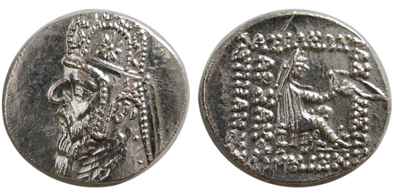 KINGS of PARTHIA. Mithradates II. (121-91 BC). AR Drachm (4.03 gm; 20 mm). Bust ...
