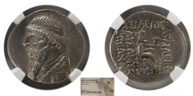 KINGS of PARTHIA. Mithradates II. 121-91 BC. AR Drachm. Ecbatana. NGC-XF.