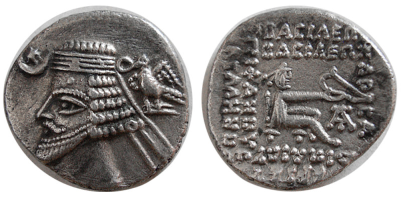 KINGS of PARTHIA. Phraates IV. 38-2 BC. Silver Drachm (3.39 gm; 18 mm). Ecbatana...