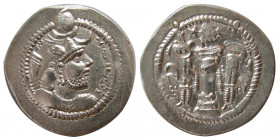 SASANIAN KINGS. Peroz. Second Crown. AD 457/9-484. AR Drachm