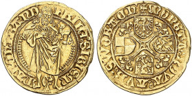 BRANDENBURG - FRANKEN. Friedrich I. von Ansbach und Sigismund von Kulmbach, 1486-1495. 
Goldgulden o. J., Schwabach. Friedb. 305, v. Schr. 360 ff., S...