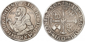 BRANDENBURG - FRANKEN. Albrecht, "der Jüngere", 1543-1557. 
Taler 1550, Erlangen. Dav. 8969, v. Schr. 755, Slg. Wilm. 477 f. ss