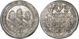BRANDENBURG - ANSBACH. Friedrich II., Albrecht und Christian, 1625-1634. 
Taler 1630, Nürnberg. Dav. 6238, Slg. Wilm. 871 R ! kl. ZE, f. vz