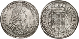 BRANDENBURG - ANSBACH. Johann Friedrich, 1667-1686. 
2/3 Taler 1676, Schwabach. Dav. 309, Slg. Wilm. 901, Frank 47 kl. ZE, f. vz
