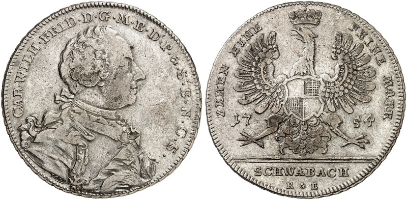 BRANDENBURG - ANSBACH. Karl Wilhelm Friedrich, 1729-1757. 
Konventionstaler 175...