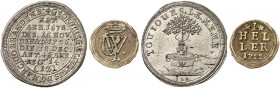 BRANDENBURG - BAYREUTH. Georg Wilhelm, 1712-1726. 
Lot von 2 Stück: 1 Heller 1722, 1/12 Taler 1726, auf seinen Tod. Slg. Wilm. 706, 701 ss, vz