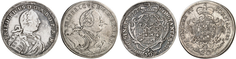 BRANDENBURG - BAYREUTH. Friedrich, 1735-1763. 
Lot von 2 Stück: 30 Kreuzer 1735...