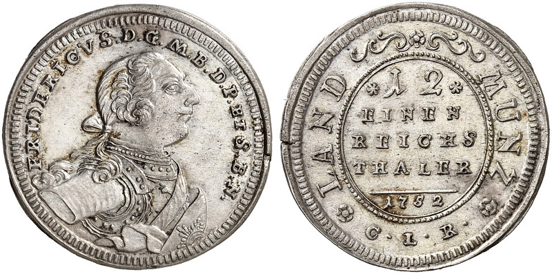 BRANDENBURG - BAYREUTH. Friedrich, 1735-1763. 
1/12 Taler 1752. Slg. Wilm. 771 ...