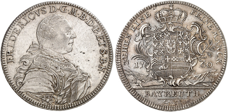 BRANDENBURG - BAYREUTH. Friedrich, 1735-1763. 
Konventionstaler 1760. Dav. 2037...