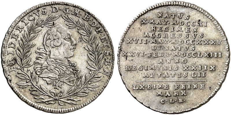 BRANDENBURG - BAYREUTH. Friedrich, 1735-1763. 
1/6 Taler 1763, auf seinen Tod. ...