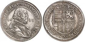 DEUTSCHER ORDEN. Maximilian I., Erzherzog von Österreich, 1590-1618. 
Taler 1618, Hall, als Landesfürst von Tirol. Dav. 3324, Voglh. 122 / XIII, M. /...