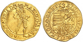 DEUTSCHER ORDEN. Maximilian I., Erzherzog von Österreich, 1590-1618. 
Dukat o. J., Hall. Friedb. 3379, Prokisch 55 A/a Gold l. gewellt, ss