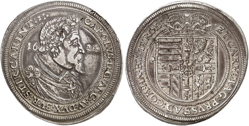 DEUTSCHER ORDEN. Karl von Österreich, 1618-1624. 
Taler 1624, Nürnberg. Dav. 58...