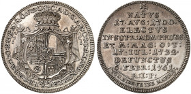 DEUTSCHER ORDEN. Clemens August von Bayern, 1732-1761. 
1/4 Taler 1761, Nürnberg, auf seinen Tod. Prokisch 237 vz