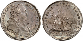 DEUTSCHER ORDEN. Karl Alexander von Lothringen, 1761-1780. 
Silbermedaille 1762 (von J. Roettiers, 33,8 mm), auf die Förderung des Ackerbaues in den ...