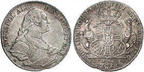 DEUTSCHER ORDEN. Karl Alexander von Lothringen, 1761-1780. 
1/2 Konventionstaler 1776, Wertheim. Prokisch 248 winz. ZE, ss - vz