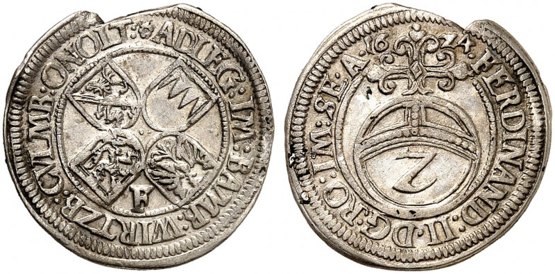 FRÄNKISCHER KREIS. 
2 Kreuzer 1624, Fürth, mit Titel Ferdinand II. Helm. - , Kr...