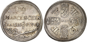 FRÄNKISCHER KREIS. 
Gulden 1693, Nürnberg. Dav. 518, Helm. 463, Krug 13, Slg. Wilm. 1250 min. ZE, f. vz