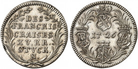 FRÄNKISCHER KREIS. 
15 Kreuzer 1726, Nürnberg. Krug 14, Heller 331, Slg. Wilm. 1252 vz - St