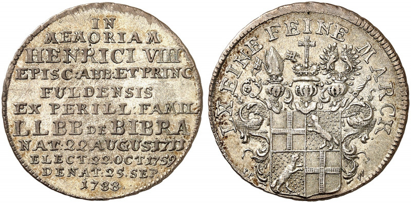 FULDA. - Bistum. Heinrich VIII. von Bibra, 1759-1788. 
1/6 Taler 1788, auf sein...