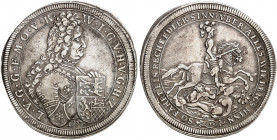HOHENLOHE - NEUENSTEIN. Wolfgang Julius, 1641-1698. 
Taler 1697, Nürnberg. Dav. 6831, Albr. 136 min. Sfr., ss