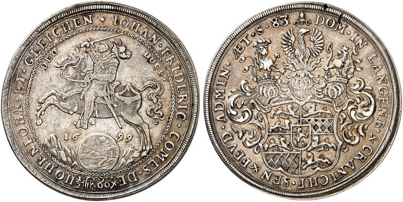 HOHENLOHE - NEUENSTEIN - ÖHRINGEN. Johann Friedrich I., 1676-1702. 
Taler 1699,...