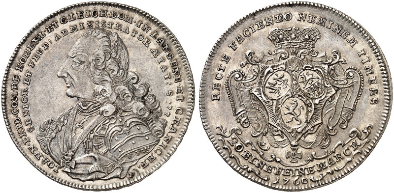 HOHENLOHE - NEUENSTEIN - ÖHRINGEN. Johann Friedrich II., 1702-1765. 
1/2 Konven...