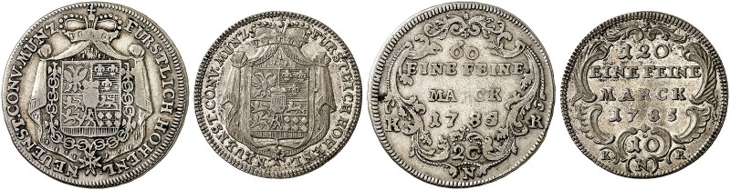 HOHENLOHE - NEUENSTEIN - ÖHRINGEN. Ludwig Friedrich Karl, 1765-1805. 
Lot von 2...