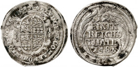 HOHENLOHE - WALDENBURG - SCHILLINGSFÜRST. Ludwig Gustav, 1675-1697. 
1/12 Taler 1685, Schillingsfürst. Albr. 244 ss