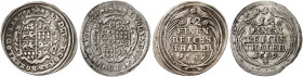 HOHENLOHE - WALDENBURG - SCHILLINGSFÜRST. Ludwig Gustav, 1675-1697. 
Lot von 2 Stück: 1/12 Taler 1689, unbek. Münzstätte. Albr. 254 ss