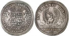 HOHENLOHE - WALDENBURG - SCHILLINGSFÜRST. Ludwig Gustav, 1675-1697. 
Taler 1696, Nürnberg. Dav. 6837, Albr. 266, Slg. Erl. - winz. Sfr., f. Kr., ss -...