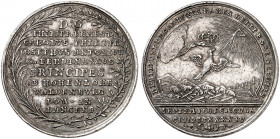 HOHENLOHE - WALDENBURG - SCHILLINGSFÜRST. Philipp Ernst, 1697-1750. 
Silberabschlag von den Stempeln des Doppeldukaten 1744, Nürnberg, auf die Erhebu...