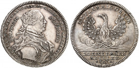 HOHENLOHE - WALDENBURG - SCHILLINGSFÜRST. Karl Albrecht I., 1750-1793. 
1/2 Konventionstaler 1770, Nürnberg. Albr. 294 f. vz