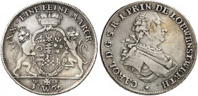 LÖWENSTEIN - WERTHEIM - ROCHEFORT. Karl Thomas, 1735-1789. 
1/2 Konventionstaler 1769, Wertheim. Wibel 304 ss