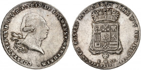 LÖWENSTEIN - WERTHEIM - ROCHEFORT. Dominik Konstantin, 1789-1806. 
1/2 Konventionstaler 1789, Wertheim, auf seinen Regierungsantritt. Wibel 321 ss
