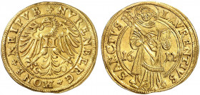 NÜRNBERG. - Stadt. 
Goldgulden 1612. Friedb. 1807, Kellner 20, Slg. Erl. 243 Gold l. gewellt, ss+