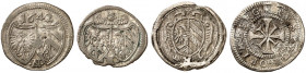 NÜRNBERG. - Stadt. 
Lot von 4 Stück: 1 Kreuzer 1640, 1642, 1676, 1694. Kellner 324-327, Slg. Erl. - , 656, 662 ss
