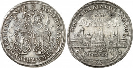 NÜRNBERG. - Stadt. 
Taler 1680, Stadtansicht. Dav. 5661, Kellner 259, Slg. Erl. 629 l. berieben, ss+