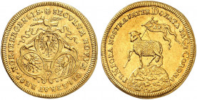 NÜRNBERG. - Stadt. 
Lammdukat 1700 (Chronogramm), Mzm. GFN (1700-1716). Friedb. 1885, Kellner 70, Slg. Erl. 588 Gold kl. Rdf., ss - vz