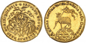 NÜRNBERG. - Stadt. 
Lammdukat 1700 (Chronogramm), ohne Mmz. Friedb. 1885, Kellner 71, Slg. Erl. 589 Gold Fassungsspuren, Druckstelle, kl. Kr., vz